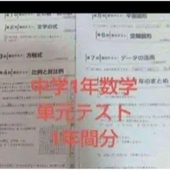 中学単元テスト　中学単元プリント　中学期末テスト　新中学1年生　中学数学