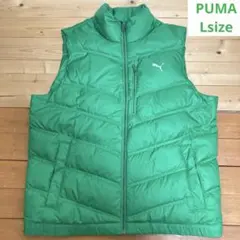 美品 PUMA ダウンベスト　グリーン　Lサイズ