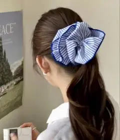 Port ストライプボリュームシュシュ