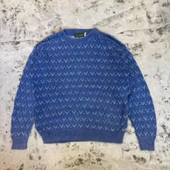 90s USA製 NEIL MARTIN コットン ニットセーター 明るい青