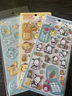 平成はっぴーフォン　ステッカーズ　ポムポムプリン　ポチャッコ　すりガラス風シール