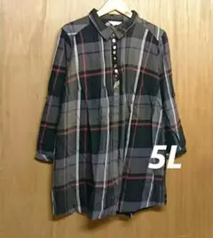 5L　チェック　シャツ　チュニック　大きいサイズ