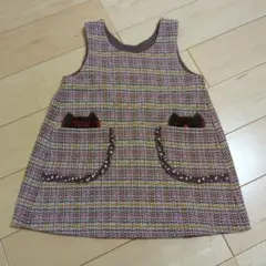 カラフル ツイード ジャンバースカート 猫ポケット付き