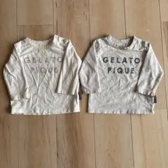 GELATO PIQUE 長袖Tシャツ ホワイト&グレー　BABY70-80cm