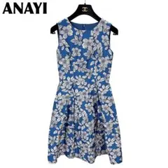 【美品】 ANAYI ノースリーブワンピース 36 花柄　ブルー