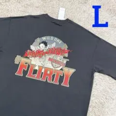 L【新品】ベティ・ブープ　バイカー　羽　WILD ONE プリント　Tシャツ