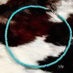 男女兼用✨ 天然 ターコイズ ネックレス チョーカー トルコ石 ブルー 青