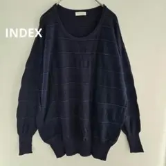 【index】インデックス　薄手ニット　長袖　紺　ラメ　ボーダー　M