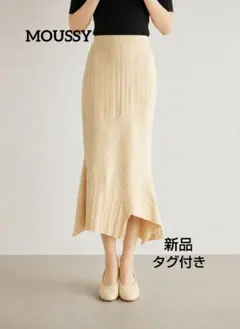 【新品】MOUSSY マウジー RIB KNIT スカート アイボリーsize2のサムネイル
