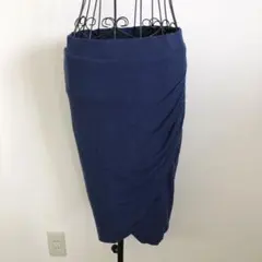 即購入OK現品限り美品ザラトラファルックネイビー ドレープデザインタイトスカートのサムネイル
