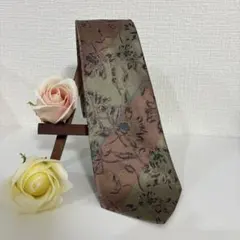 【美品】ネクタイ　HANAE MORI 灰色　グレー　花柄