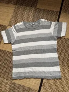 GLOBAL WORK ボーダーTシャツ グレー×ホワイト Lサイズのサムネイル