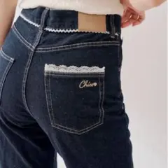 新品未使用 Chico レースデザインフレアデニム ネイビー Mサイズのサムネイル