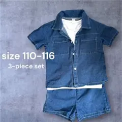 SHEIN キッズ デニムセットアップ 3点セット 110-116 セットアップ