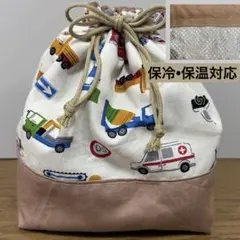 保冷•保温対応　お弁当袋　車×無地ベージュのサムネイル