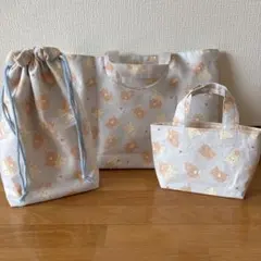 レッスンバック、お着替え袋、ミニトートバッグ3点セット