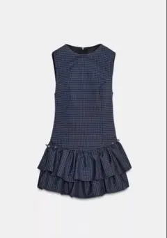 Zara フリル付きチェック柄ショートワンピース