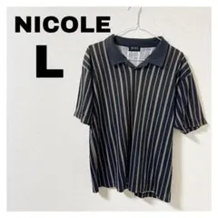 【良品】NICOLE ポロシャツ ストライプ柄 Lサイズ