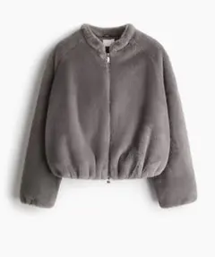 グレー ボアジャケット ジップアップ