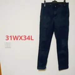 ストレートフィット ネイビー チノパン 31WX34L