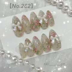 お花ネイル 春ネイル リボンネイル フラワーネイル オーダーネイルチップ