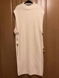 GLOBAL WORK アイボリー ロング リブニットベスト