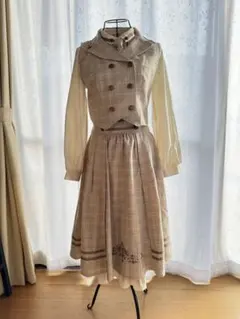 ベージュ系チェック柄ワンピース axes femme