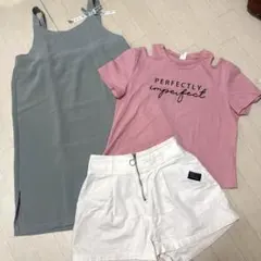 キッズ服 3点セット スリップワンピース　Tシャツ　ショートパンツ
