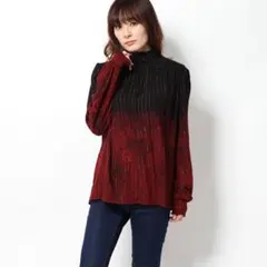 ☆Desigual☆【美品】赤と黒のグラデーション長袖シャツ　ゴールドライン♡のサムネイル