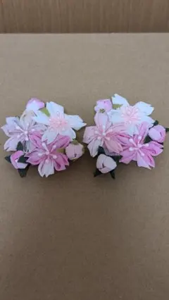 つまみ細工 桜のブローチ 2点セット ハンドメイド