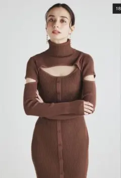 【新品タグ付き】rienda オープンデザインタイトニットワンピース