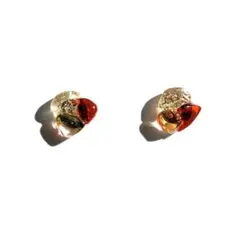 琉球ガラス　ピアス　泡ガラス　レッド　カケラピアス　18