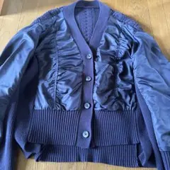 ネイビー ボタン付きカーディガン