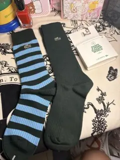 LACOSTE ソックス 2足セット ボーダー 無地