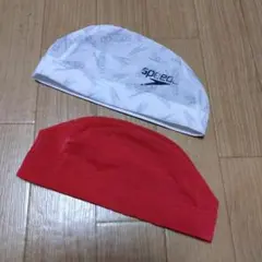 SPEED スピードメッシュ水泳帽子ノーブランド赤との2枚組