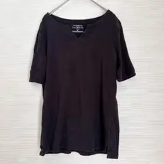 タルボット Tシャツ 無地 S キーネック 半袖 サイドスリット 黒 綿のサムネイル