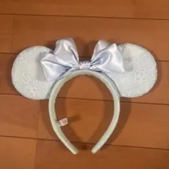 ディズニー ミニーカチューシャ(水色レース)