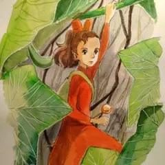 手描きイラストA4　コピック・水彩画『小さな住人』