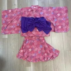 branshes ブランシェス 花柄浴衣 帯セット 110cm