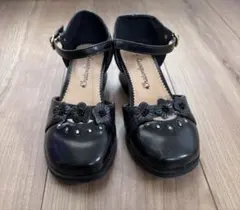 19cm フォーマル 1回使用 黒靴