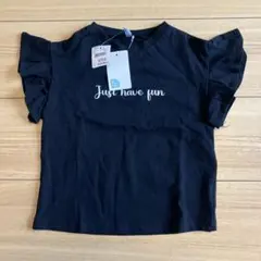 新品 西松屋 フリル袖 Tシャツ 黒 90cmのサムネイル