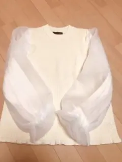 Heather ホワイト オーガンジー フリーニット トップス 長袖 Tシャツのサムネイル