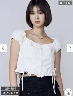 EMODA ショートスリーブリボントップ （ホワイト）のサムネイル