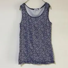 ユニクロ 【XL】花柄 タンクトップ ラウンドネック 紺 綿 レイヤード 夏服のサムネイル