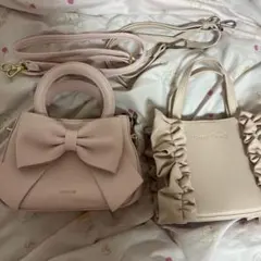 トリートユアセルフ ショルダーバッグ　ピンク シーイン　リボンショルダーバッグ