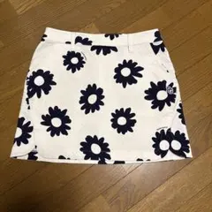 パーリーゲイツ】ゴルフ 花柄 ひまわり ミニ スカート ストレッチ 白