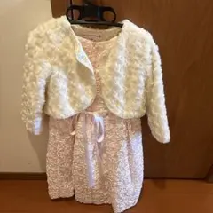 ピンクのドレスと白いカーディガンセット 120cm