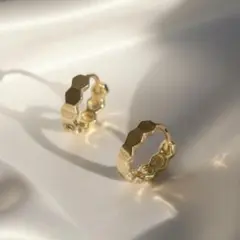 ピアス　フープ　Silver925　六角形　gold　ミニ