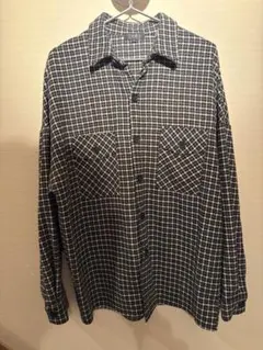 アウター　チェック柄 長袖シャツ ブラックホワイト