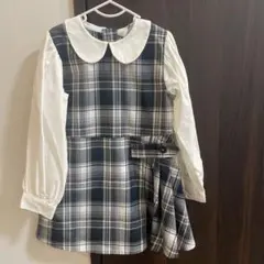 H&M グリーン系チェック柄ワンピース